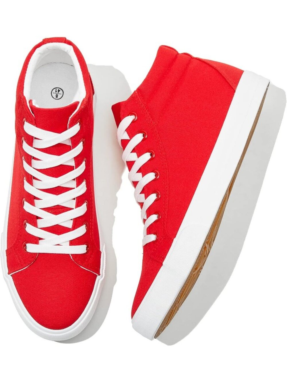 Men's Red Tennis Shoes Casual Lace Up High  Top Athletic Running Sneakers